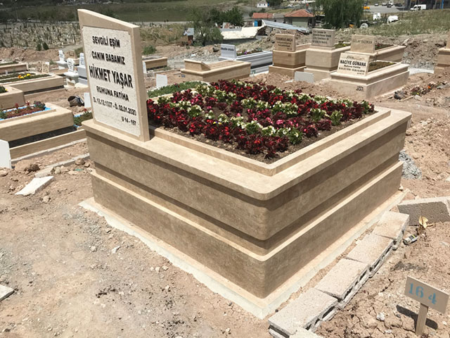 İki Kişilik 5'lik Yapıda Traverten Mezar Taşı