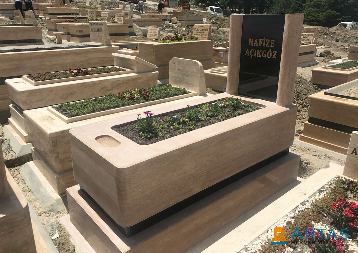 80cm Tek Kişilik Traverten Dolu Blok Mezar 80cm Tek Kişilik Traverten Dolu Blok Mezar