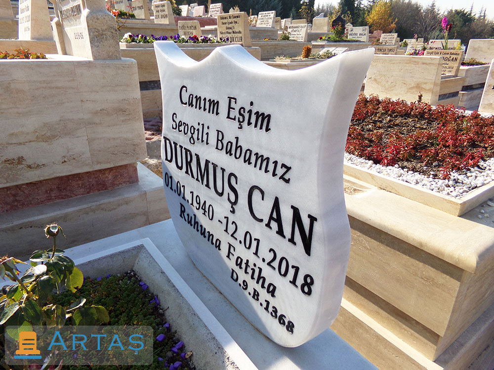 Gül Görünümlü Marmara Beyazı Mermer Baş Taşı Gül Görünümlü Marmara Beyazı Mermer Baş Taşı