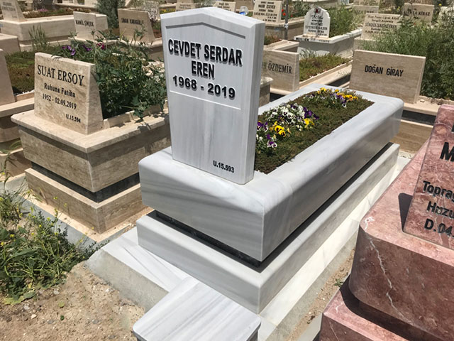 Tek Kişilik 20 30 Marmara Beyazı Blok Mermer Mezar