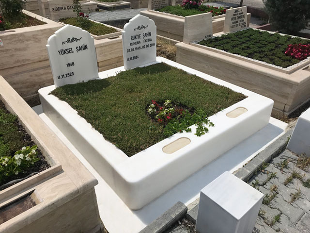 Uşak Beyazı Çift Kişilik 30cm Blok Mermer Mezar