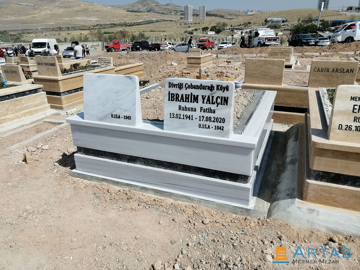 Çift Kişilik Marmara Beyazı 60cm Mezar Taşı Çift Kişilik Marmara Beyazı 60cm Mezar Taşı
