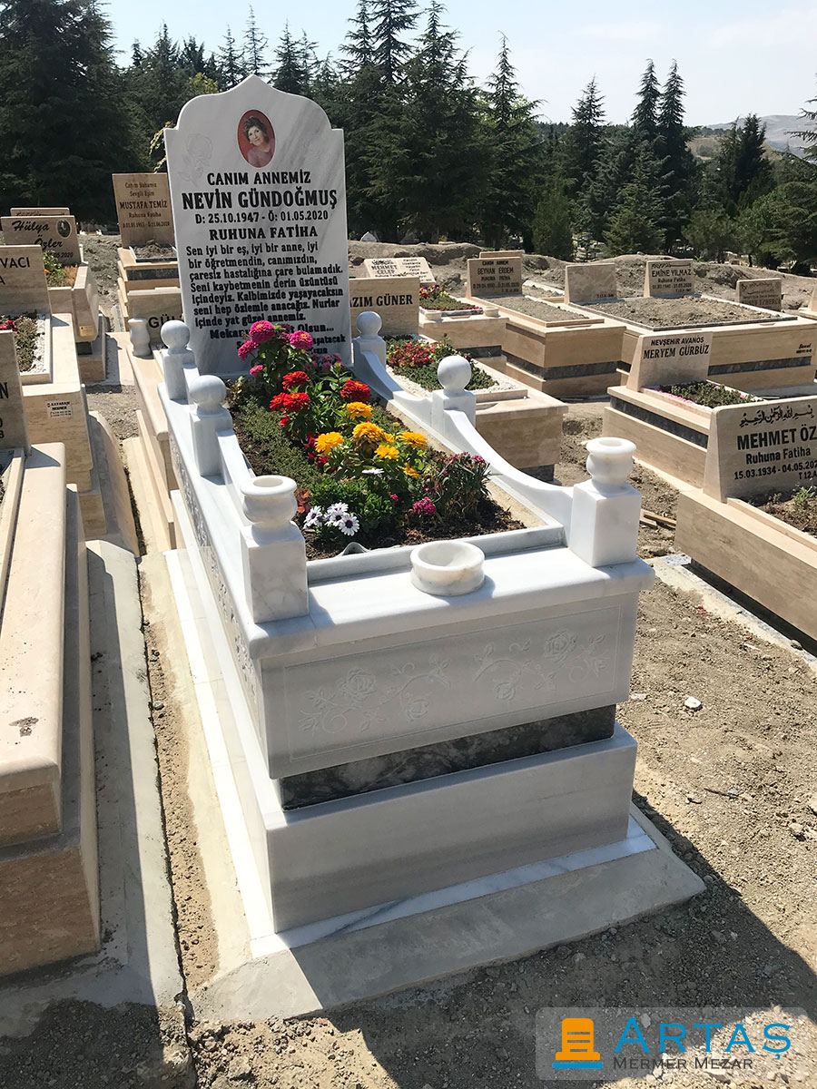 Marmara Beyazı 30 30 Kafesli Mermer Mezar Taşı Marmara Beyazı 30 30 Kafesli Mermer Mezar Taşı