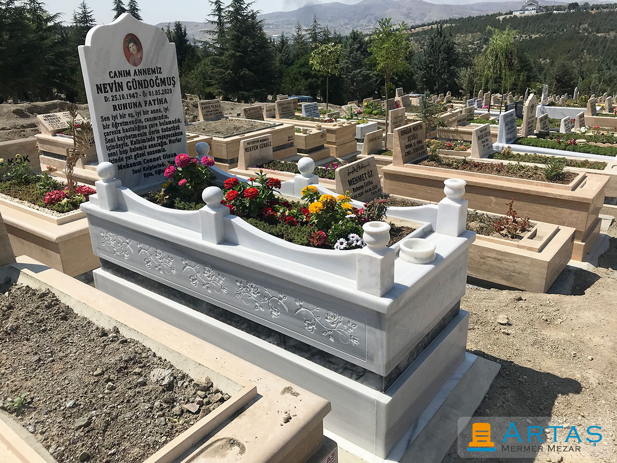 Marmara Beyazı 30 30 Kafesli Mermer Mezar Taşı Marmara Beyazı 30 30 Kafesli Mermer Mezar Taşı