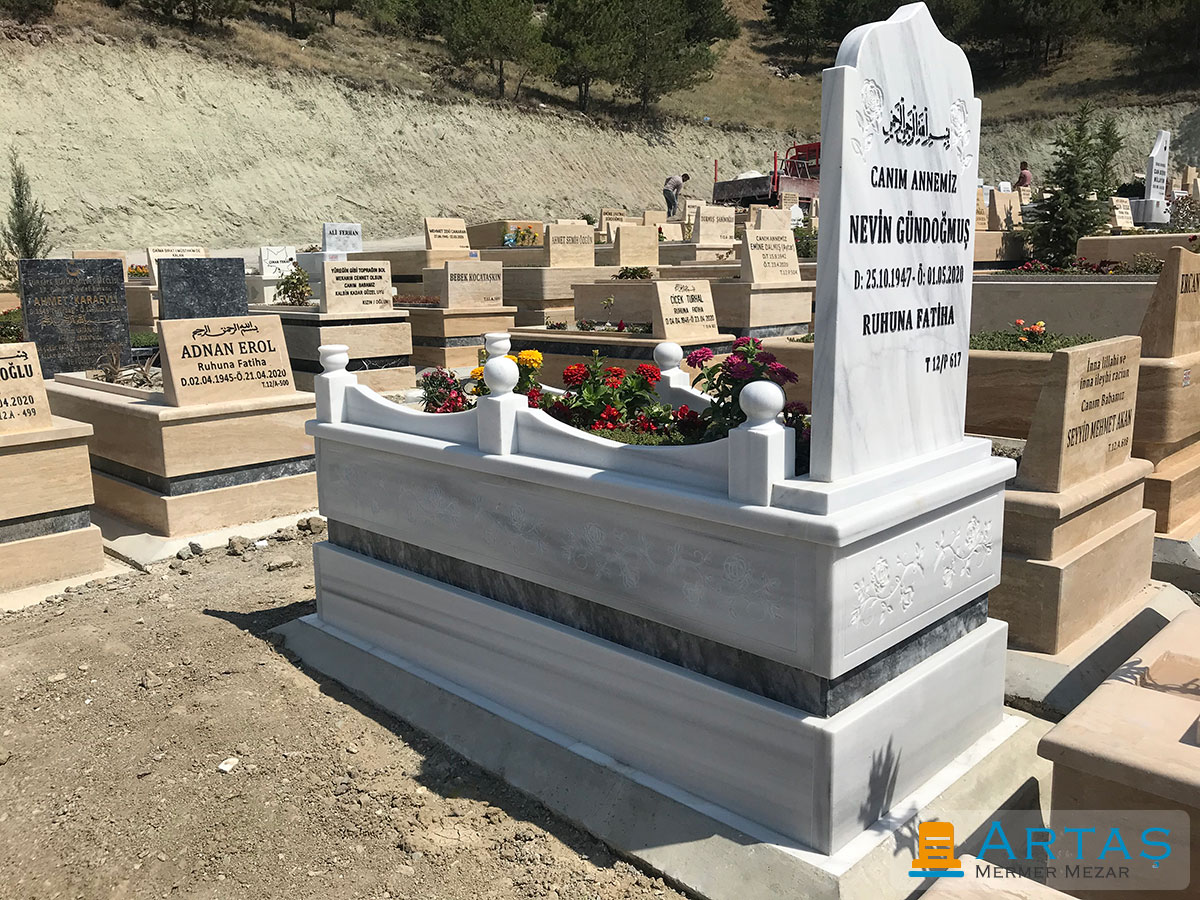Marmara Beyazı 30 30 Kafesli Mermer Mezar Taşı Marmara Beyazı 30 30 Kafesli Mermer Mezar Taşı